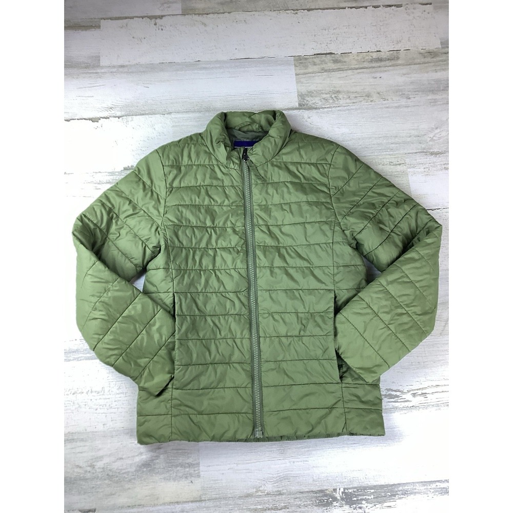 Lands End Youth Kids Puffer Quilted Full Zip Olive Green Size L - 7  Jacket Coat
